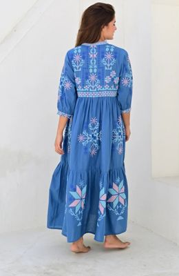 Narbonne kjole med broderier blue